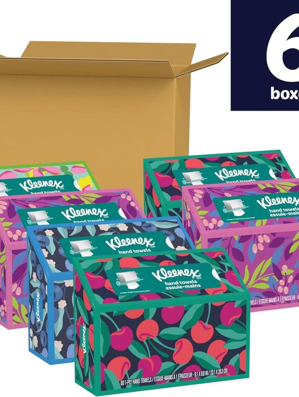 ~Kleenex Disposable Paper Hand Towel 6 Boxes 60 Tissues per Box 360 Total